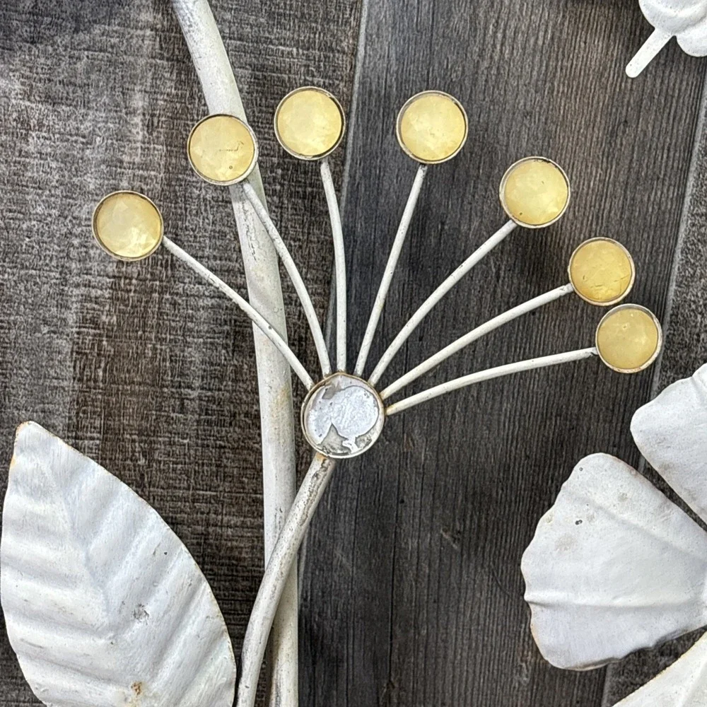 Rustic White Metal Floral Wall Art Butterfly Dragonfly Garden Farmhouse Decor